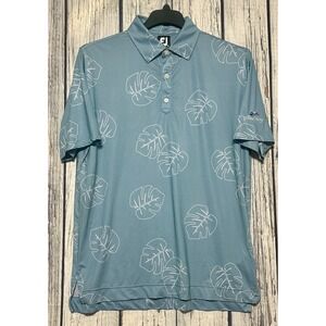 FootJoy Shirt Mens Medium Blue Golf Polo Microfiber Stono Ferry Clubhouse Floral